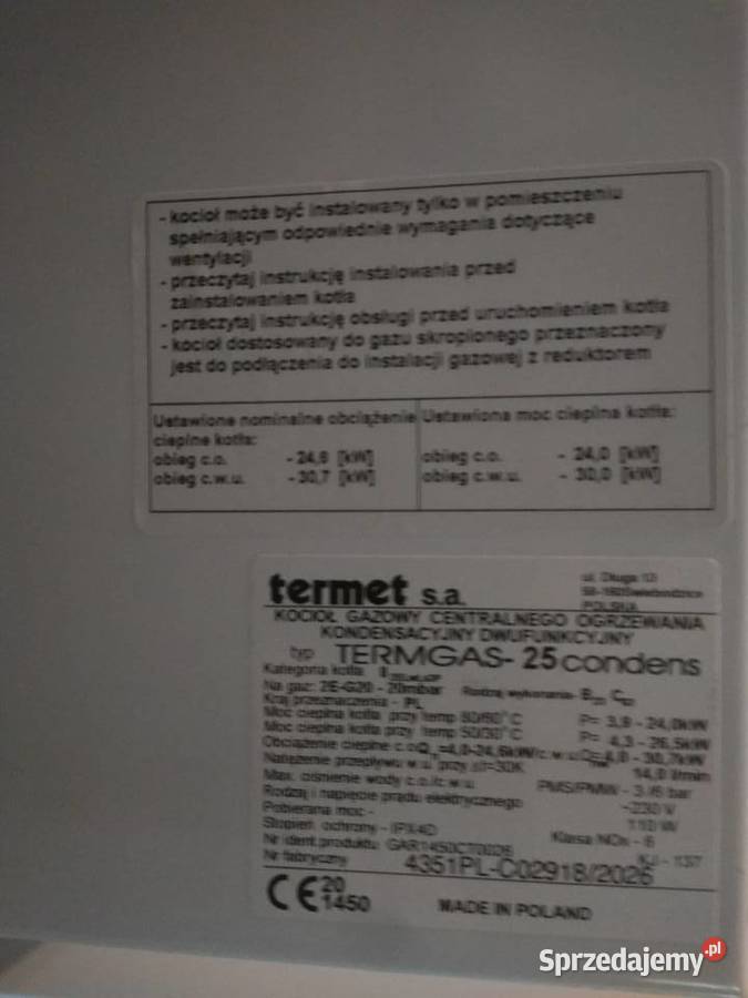 Kocioł gazowy 2funkcyjny Kotły i Piece CO Warszawa