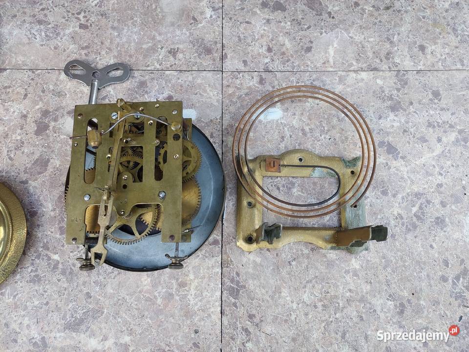 136 Zestaw mechanizm starego zegara ściennego Antyki Tczew