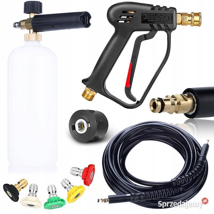 Zestaw Pistolet Wąż 10 m Pianownica 5 Dysz 200 Ludźmierz
