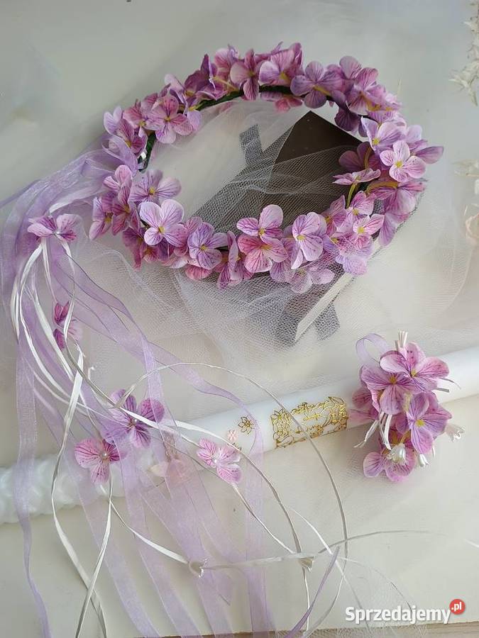 Wianek komunijny fioletowy lila Poznań