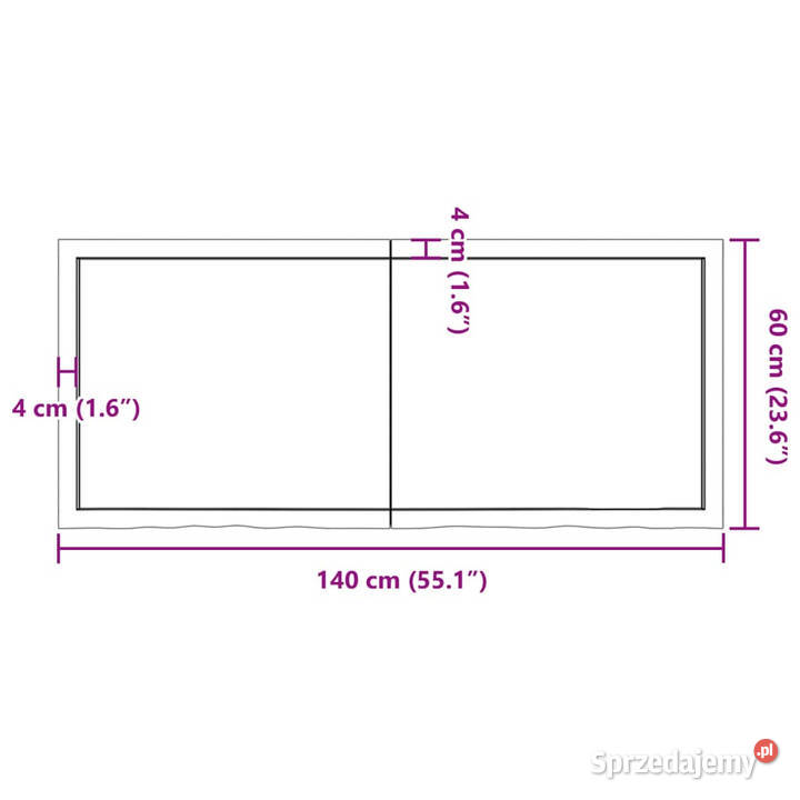 Blat stołu 140x60x26 surowe lite drewno dębowe Warszawa