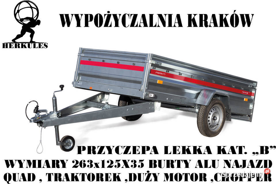 Wynajem przyczep przyczepka lekka ciężarowa na towarowe