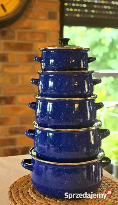 Garnki emalia zielone kropki i garnki emalia łódzkie Piotrków Trybunalski sprzedam