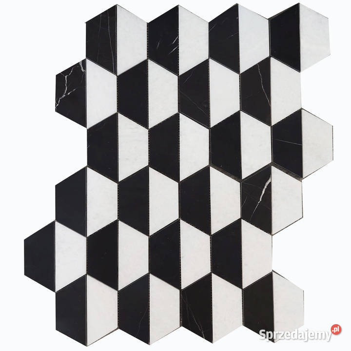 Mozaika czarno biała hexagon Pruszków