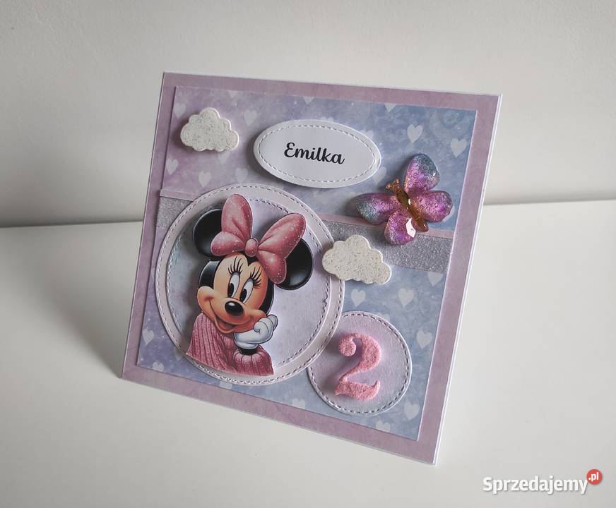 Kartka urodzinowa ręcznie robiona Myszka Minnie Łódź