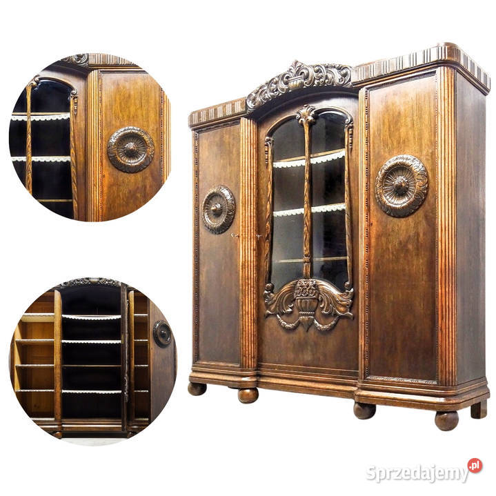 BIBLIOTECZKA drewniana Antyk zdobiona WITRYNA Kalisz sprzedam