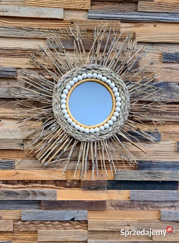 OKRĄGŁE LUSTRO BOHO BAMBUS ŚCIENNE 45 NATURALNE Choroszcz