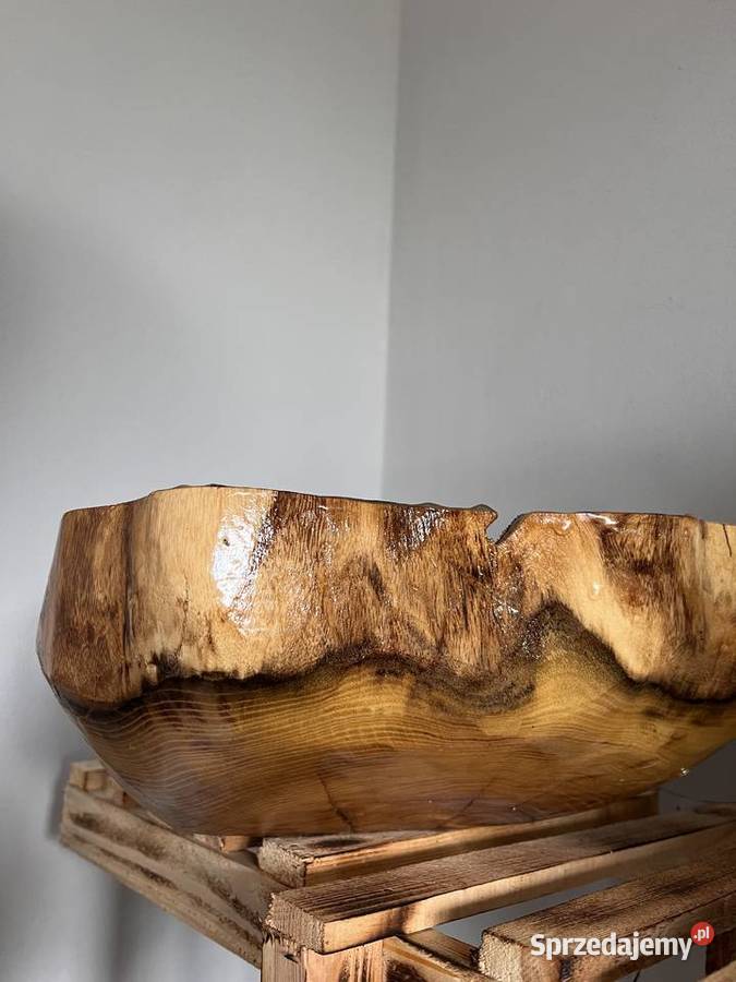 piękna misa z drewna na owoce handmade Nisko