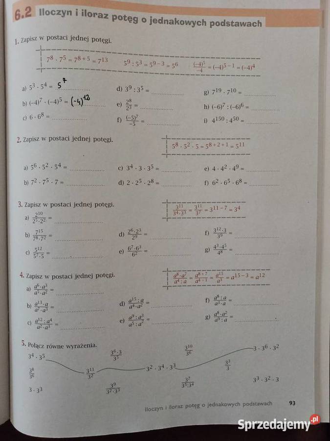 Matematyka z plusem 7 Ćwiczenia podstawowe Jacek skrypt, zeszyt ćwiczeń, zbiór zadań, testów sprzedam