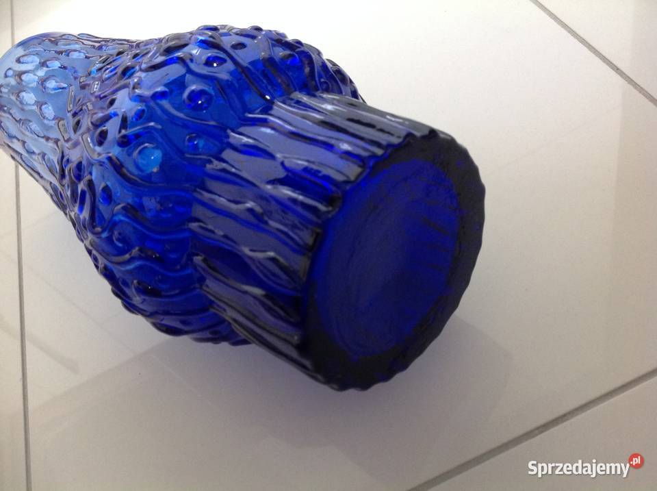 Wazon Szklany Niebieski ATAUPE Vintage lata 60 Nowa Sól