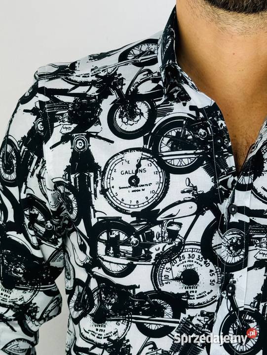 GIOVANNI PERA Koszula męska K011 Biała czarna Ostrów Wielkopolski