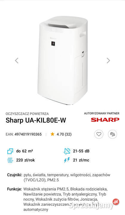 Oczyszczacz powietrza SHARP Pozostałe Gdynia