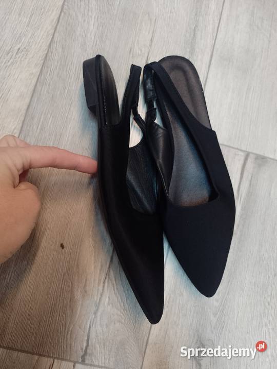 4041 Czarne baleriny wieczorowe z odkrytą piętą Kraków