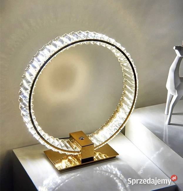 Lampa stołowa kryształowa ring złota lampa nocna Warszawa