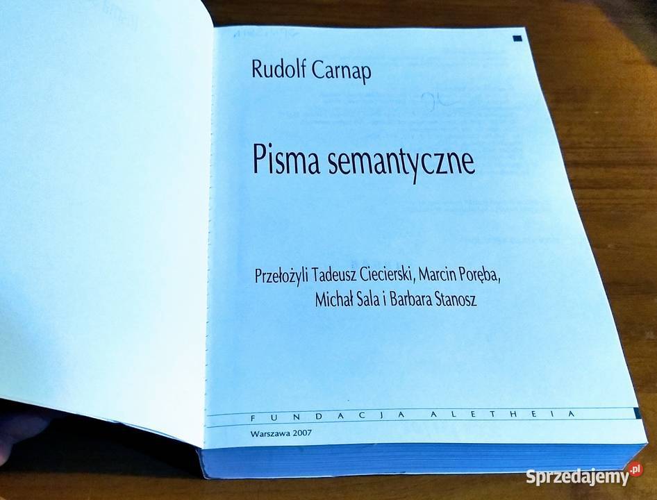 Pisma semantyczne Rudolf Carnap religia i etyka Gdańsk sprzedam