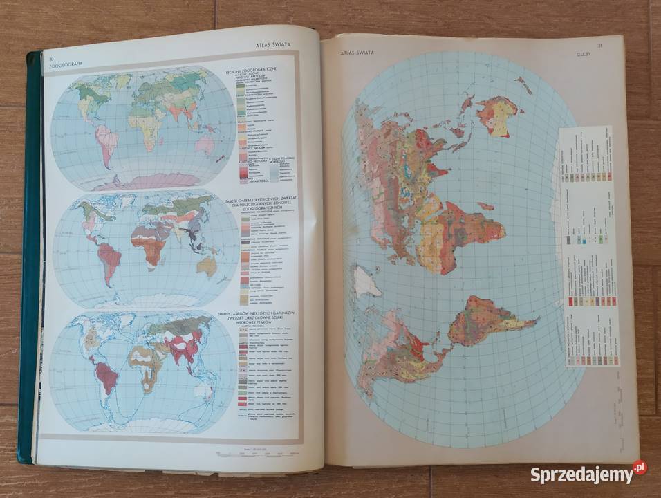 Stary polski Atlas Świata z 1962 roku Zielona Góra