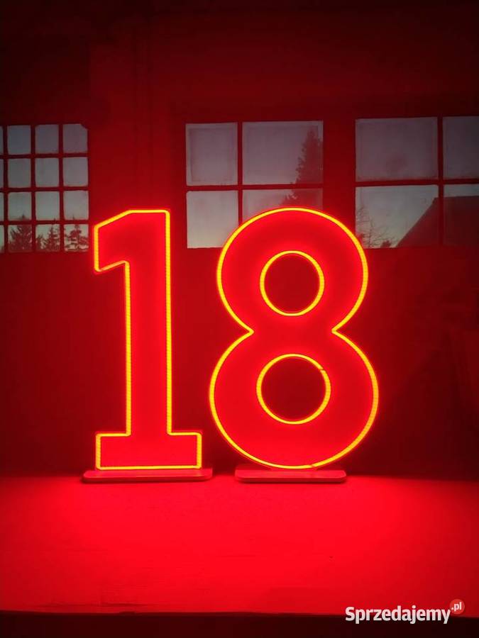 18 podświetlana neon LED cyfry osiemnaście Rawicz