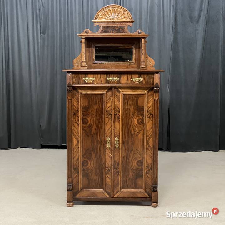 Szafka eklektyczna z nadstawką orzech ok 1900 r Budno