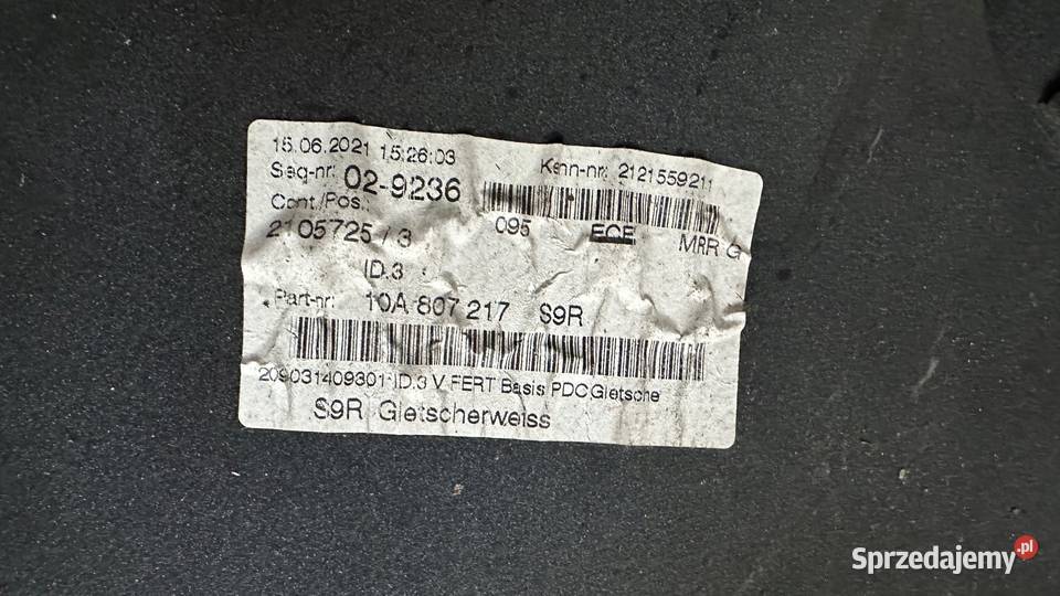 VW ID3 ID3 ZDERZAK PRZEDNI osobowe Gorzów Wielkopolski