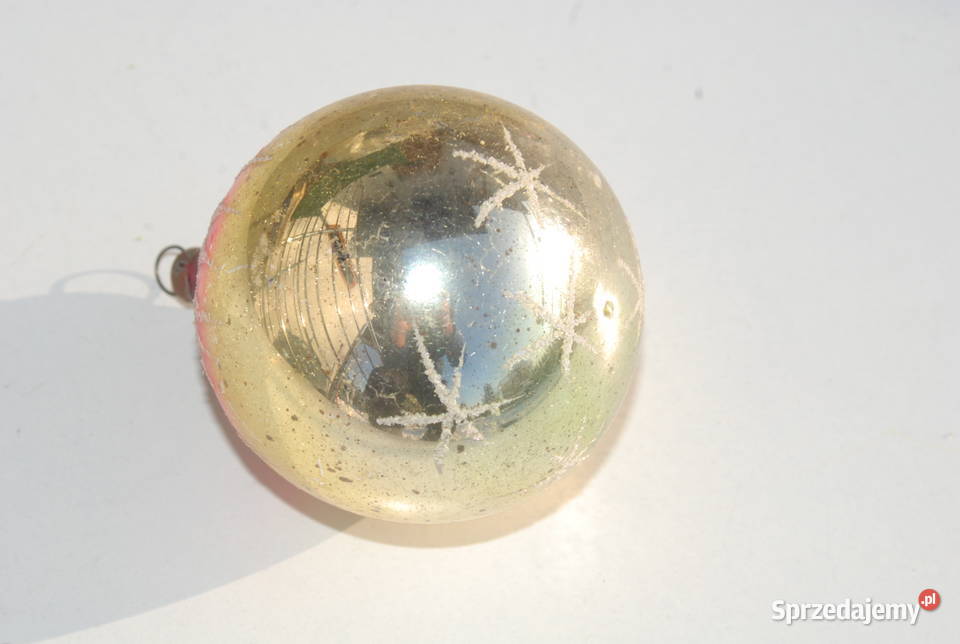 Stara bombka ozdoba choinkowa bańka złota w śląskie Cieszyn