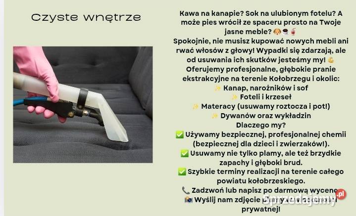 Pranie Tapicerki Kanap i Dywanów KOŁOBRZEG Kołobrzeg