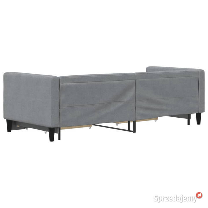 Sofa rozsuwana z szufladami jasnoszara tkanina 68cm
