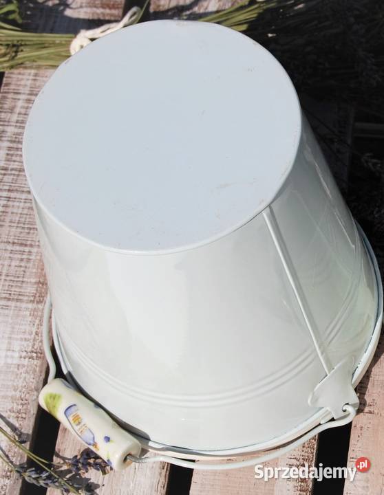 Wiaderko metalowe ceramiczny uchwyt lawenda Lublin