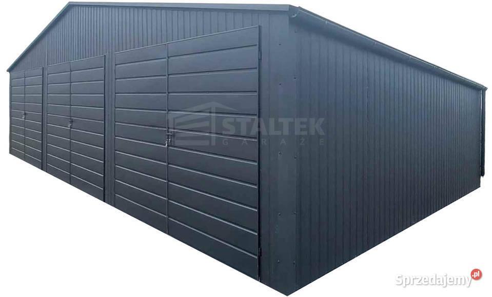 Garaż blaszany 10x6m 3x Brama Rynny Antracyt