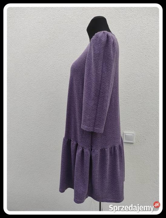 Sukienka fioletowa z falbanką 42 XL Bez wzoru Spódnice i sukienki Płock