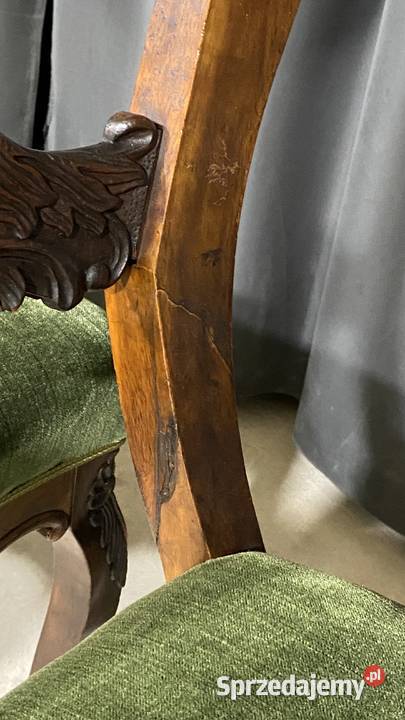 Komplet 6 rzeźbionych krzeseł w stylu Gryfice