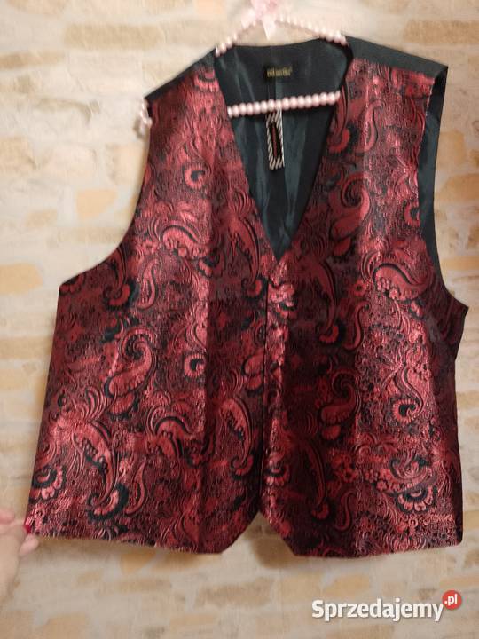 4XL5XL Czerwono czarna kamizelka garniturowa z Kraków sprzedam