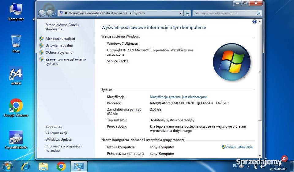 Netbook SONY Vaio PCG21313MTorba Doinwestowany Liczba rdzeni 2 Włocławek