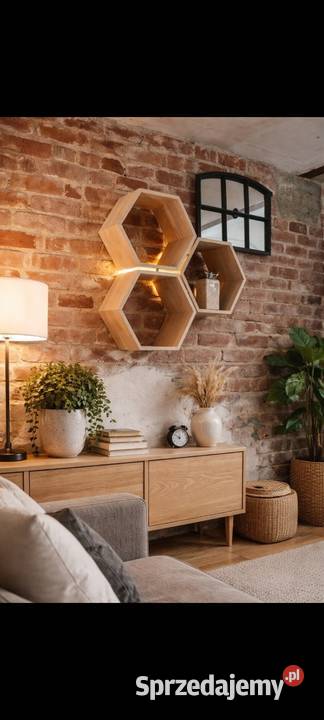 Półka dębowa heksagon Postolice