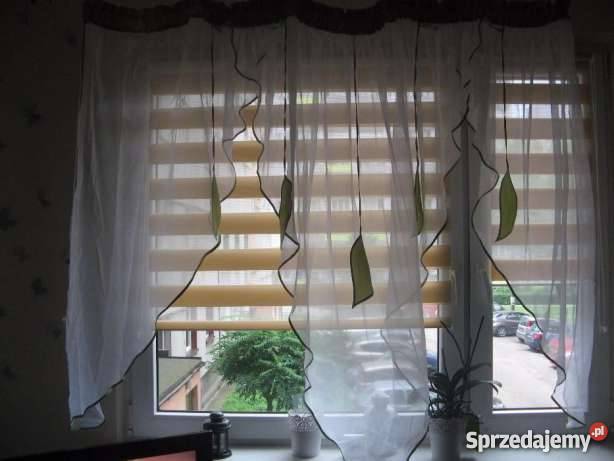 Nowa firanka liście zielona obszycia biały mazowieckie