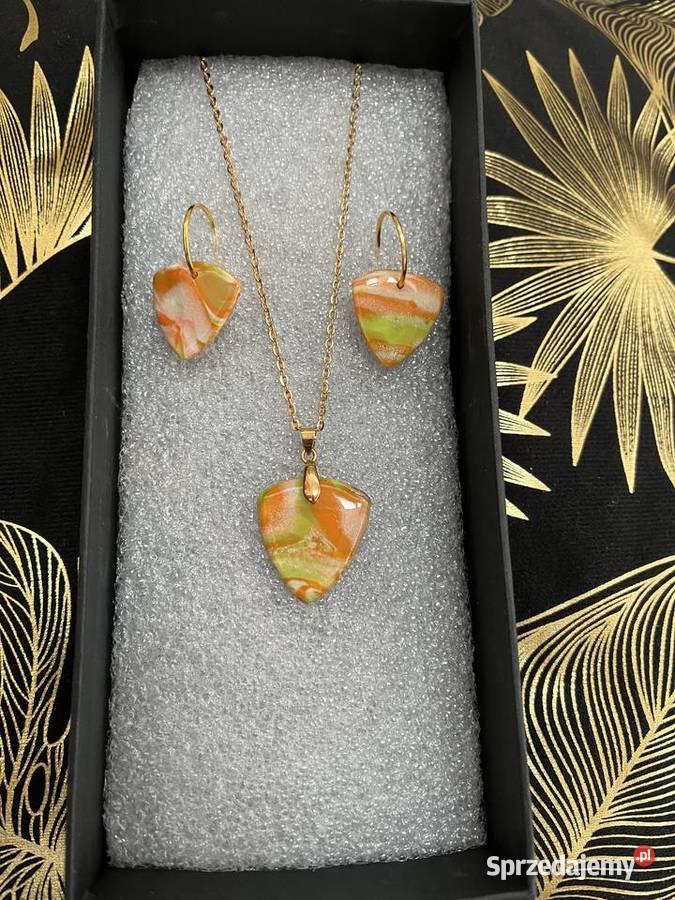 KOMPLET NASZYJNIK I KOLCZYKI warmińsko-mazurskie Stare Juchy