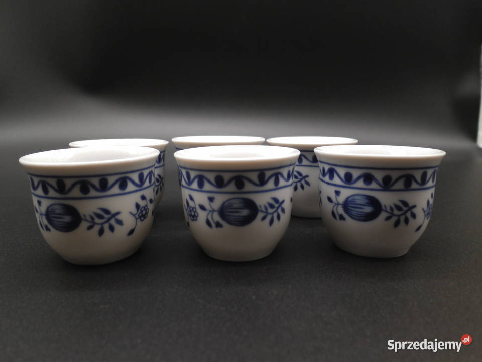 Kieliszki do jajek wzór cebulowy porcelanowe