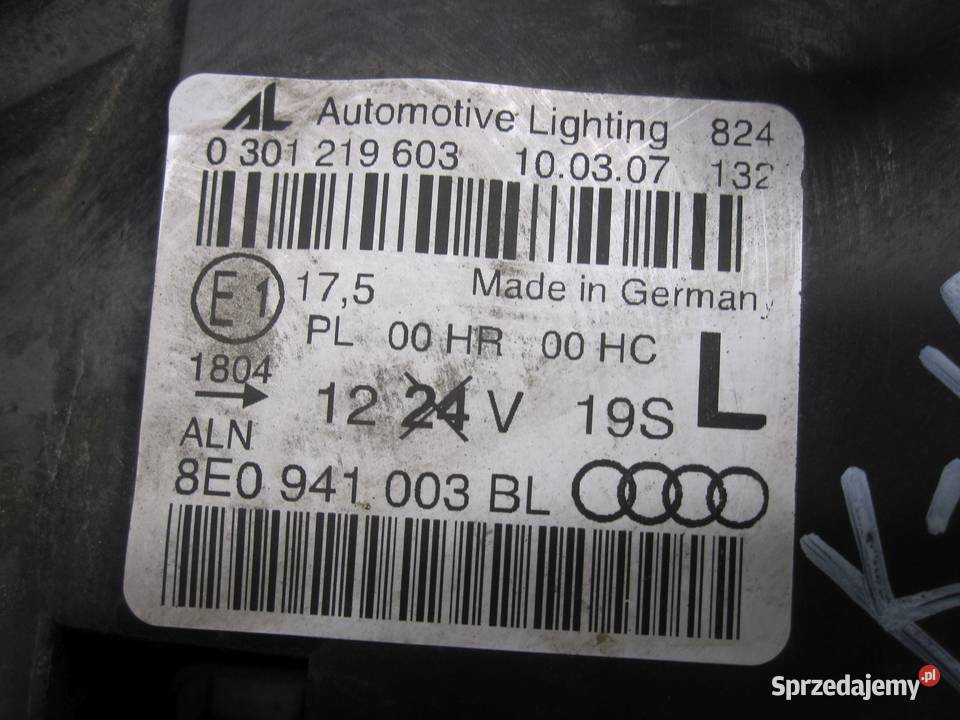 AUDI A4 B7 III 07r lampa lewa przód 8E0941003BL osobowe