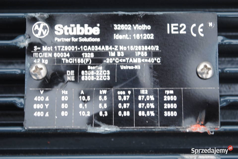 Silnik elektryczny 55kw 2950obrmin Firmy Stubbe