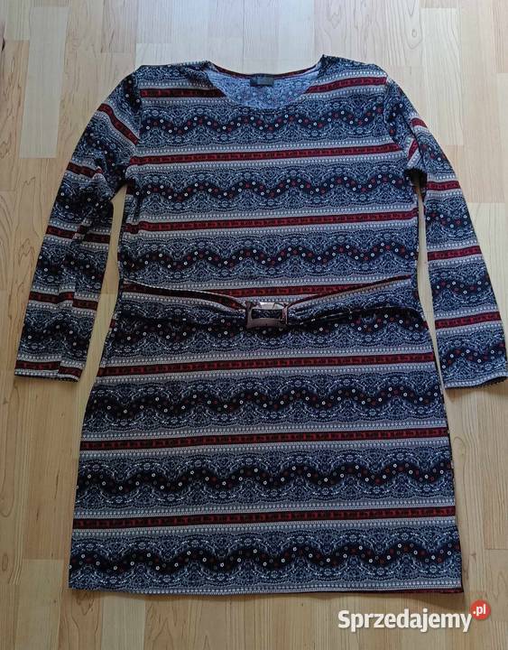 Ciepła dzianinowa sukienka r4648 kolorowy Warszawa