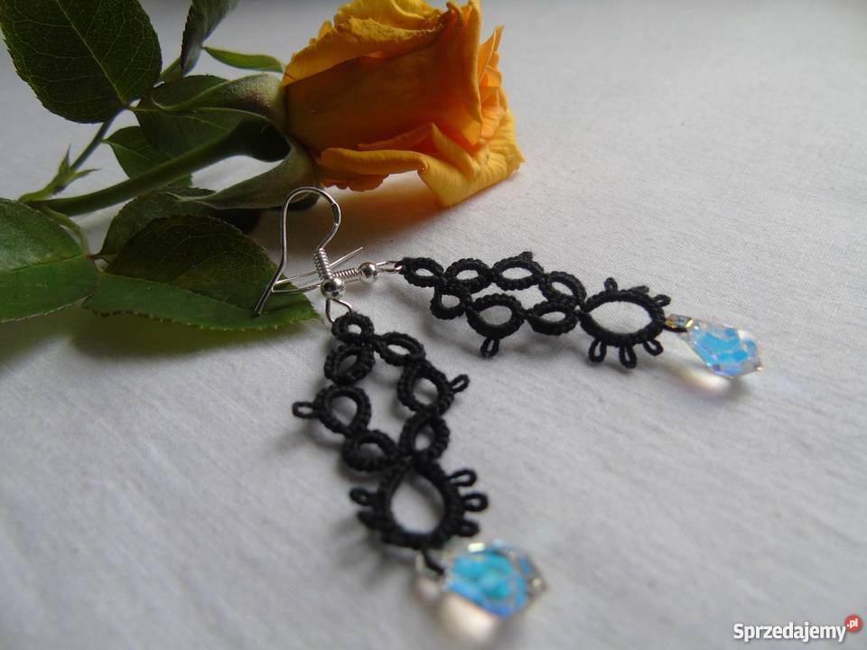 Kolczyki Frywolitkowe Wiśniowa sprzedam