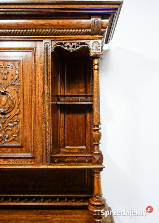 Antyk Wysoki KREDENS rzeźbiony NEORENESANS wielkopolskie Kalisz