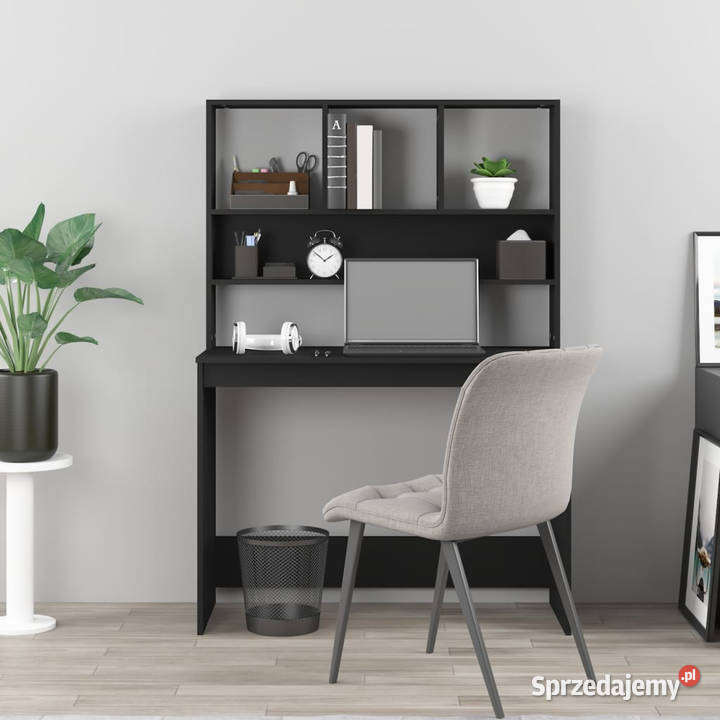 Biurko z półkami czarne 102x45x148 materiał Warszawa