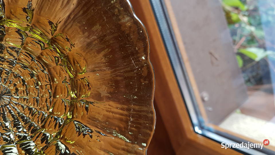 Talerzyk Cora Ząbkowice kolorowe szkło PRL Dąbrowa Górnicza