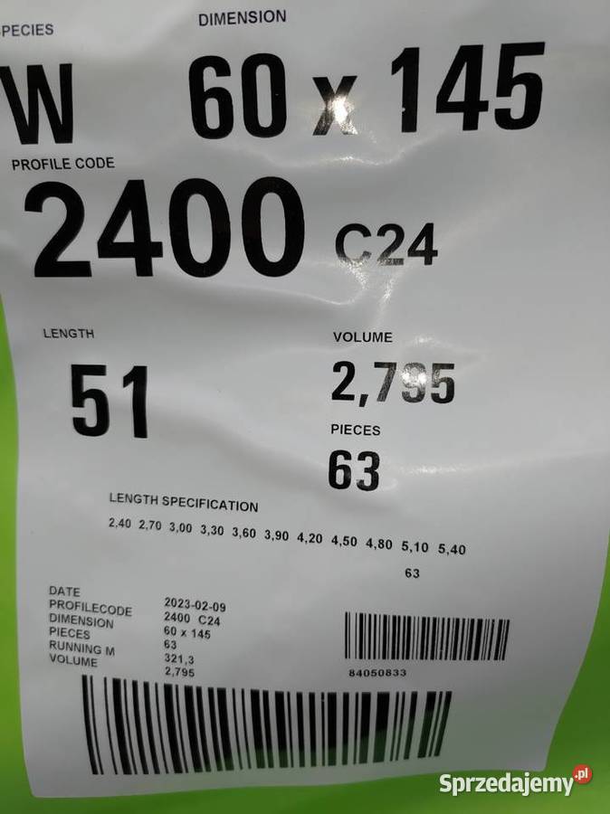 C 24 Drewno konstrukcyjne 60x145 pomorskie Gdańsk