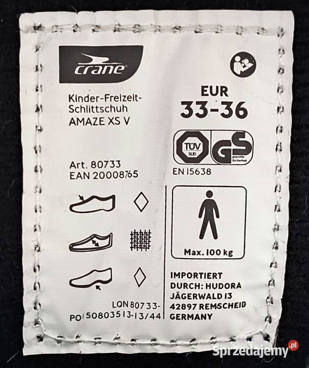 Łyżwy hokejowe Crane regulowane rozmiar 33 do 36 łódzkie Piotrków Trybunalski