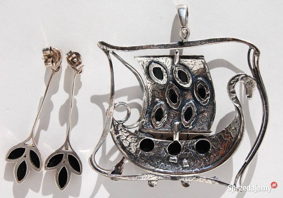 Łódź Wikingów drakkar wisior i kolczyki komplet Zestawy biżuterii Lublin sprzedam