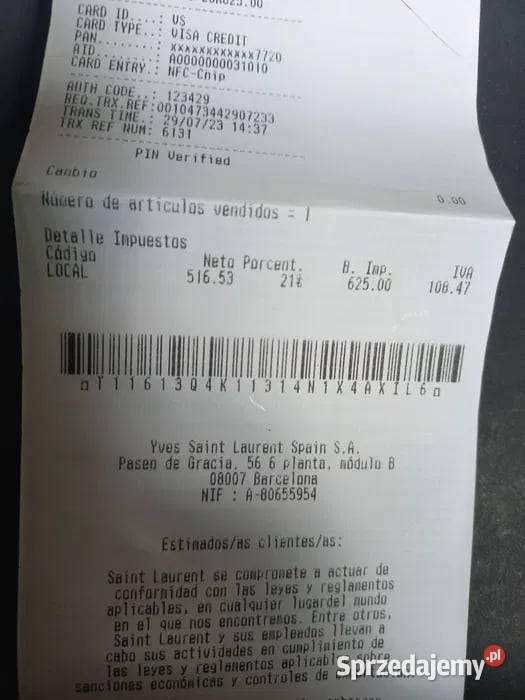 Używana broszka YSL Saint Laurent Paris w mazowieckie Warszawa sprzedam