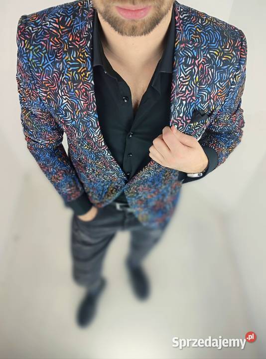 GIOVANNI PERA Marynarka Męska D804 kolorowa Ostrów Wielkopolski