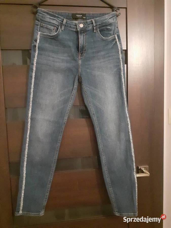 spodnie jeansowe z lampasem brokatowym M