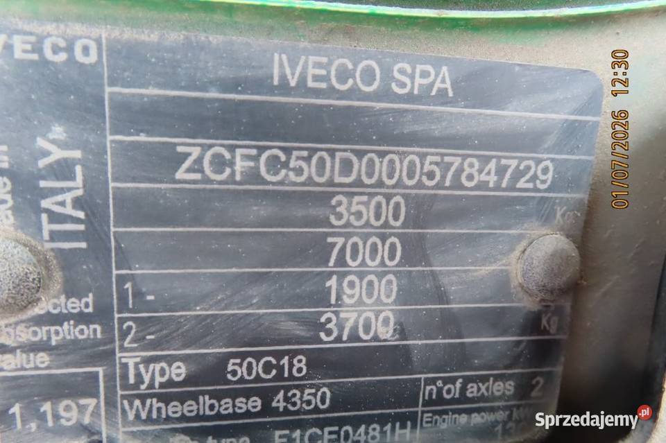 Syndyk sprzeda Iveco Daily 50C18 VIN manualna Warszawa